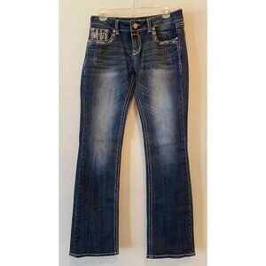 GRACE LA Pants Jeans Blue Denim Embellished Bling Pockets W 30 x L 32